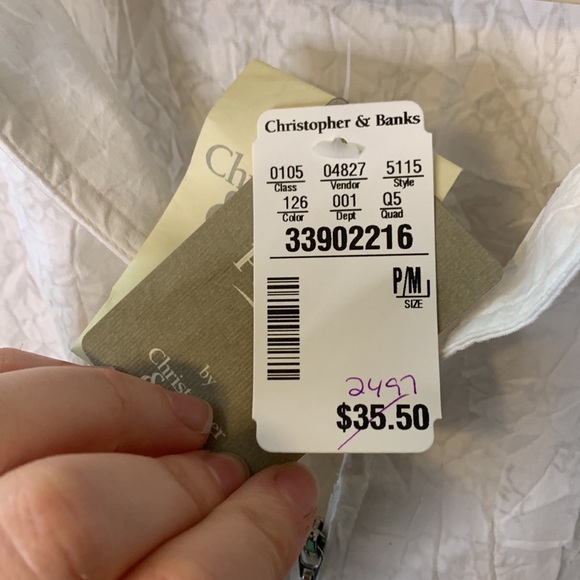 NWT Christopher and Banks White Zip Up Size Medium Petite - Picture 3 of 9
